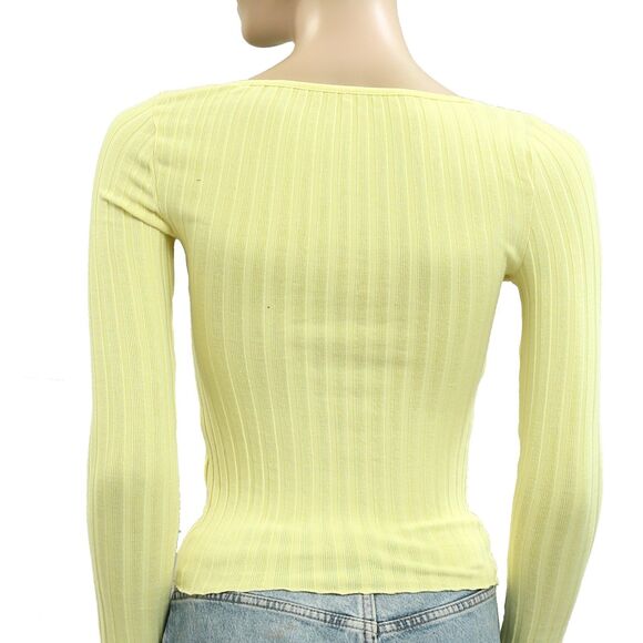 Free People Tilly Long-Sleeve Cardi Blouse Top Knit Ribbed Buttondown S 280720 - Picture 8 of 8